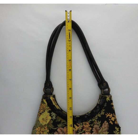 Vintage Prezzo Floral Tapestry Sequin Emplished Fringe Beaded Festival Bag - Picture 7 of 10